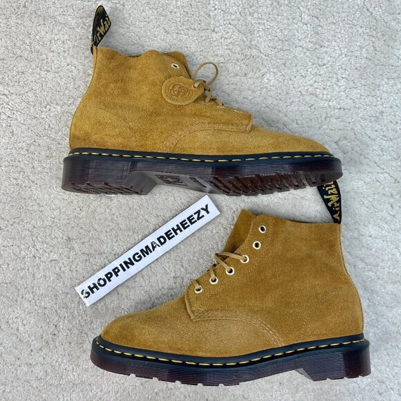 [US 8] DR DOC MARTENS 101 TAN DESERT OASIS 6-Eye Premium Nap Suede Ankle Boots - Picture 1 of 10